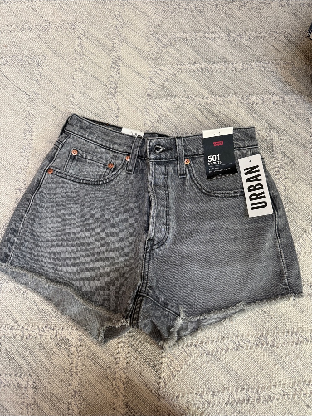 Levi's 501 High Rise Jean Shorts in Washed black